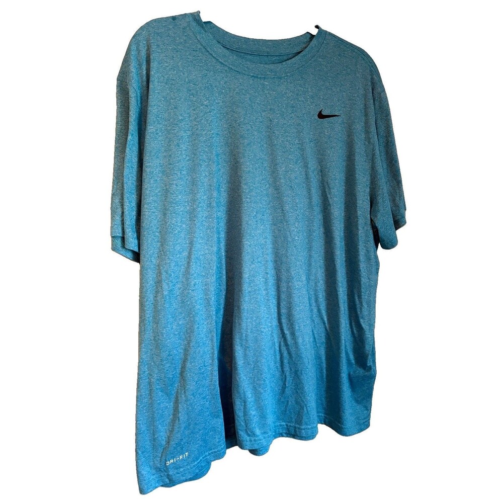 Nike Dri-FIT Men's Blue Crew Neck Short Sleeve T-Shirt Solid Drifit Logo 3XL